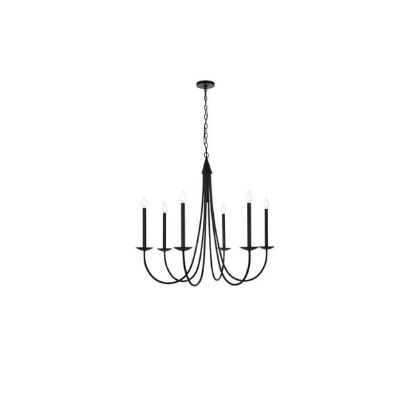 Living District Cohen 6-Light Mid-Century Metal Pendant in Black Finish