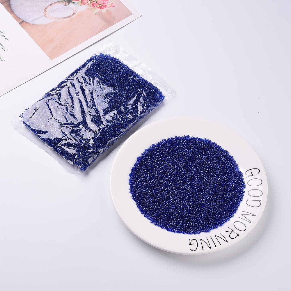 8/0 Glass Seed Beads Silver Lined Round Hole Round Blue 3mm Hole: 1mm about 10000 beads/pound