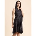 thumbnail image 5 of Moomaya Womens V Neck Printed Dress, Sleeveless Knee Length Smocked Dress, 5 of 9