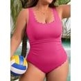thumbnail image 6 of Asoul Plus Size Ribbed Swimsuit for Womens One Piece Scalloped Swimwear Tummy Control Bathing Suits, 6 of 6