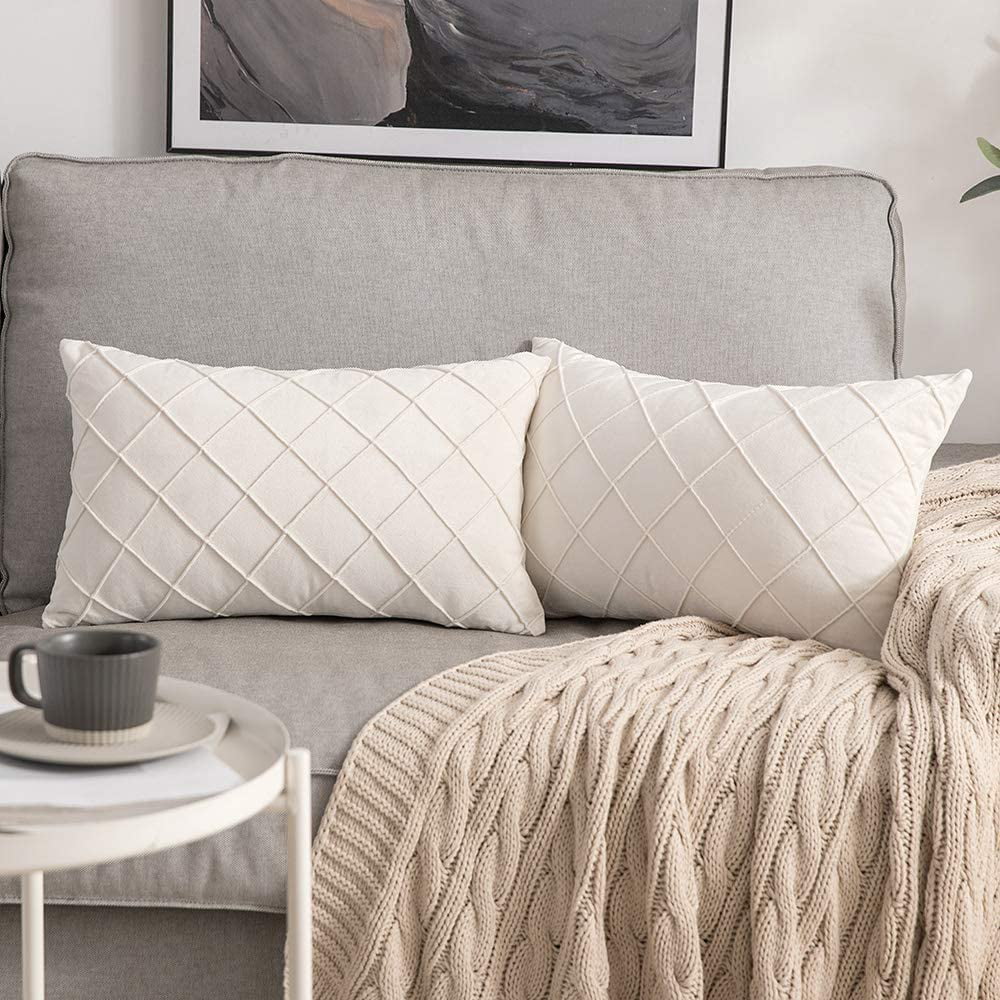 Machine Washable 18 x 18 Square Full Edge to Edge 18 inch Decorative Pillows for Sofa Couch Longhui bedding Super Filling White Throw Pillow Insert Set of 2