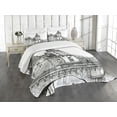 thumbnail image 3 of Ambesonne Paris Quilted Bedspread Set 3 Pcs, View from Pont Neuf, Queen Size, Black and White, 3 of 5
