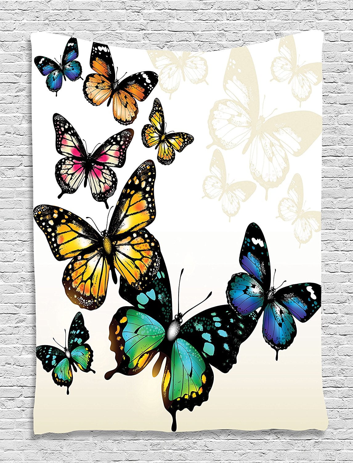 Ombre Tapestry Butterfly Decor by , Colorful Monarch Butterflies Shades