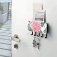 thumbnail image 5 of Pink Flower with Green Leaves Mail Holder Organizer Wall Mount with Shelf Key Holder Key Rack with 5 Key Hooks for Wall Decorative, 5 of 6