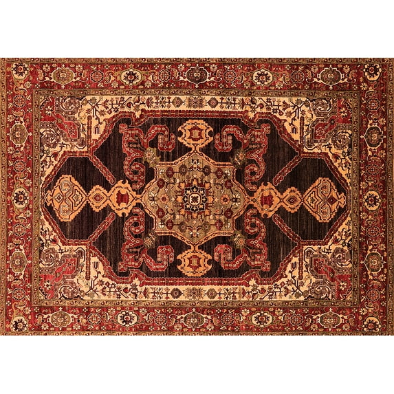 Ahgly Company Indoor Rectangle Oriental Orange Industrial Area Rugs, 2' x 4'