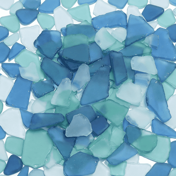 Sinkoo Sea Glass for Crafts, 26oz/1.63lb Frosted Seaglass Pieces, Vase Filler and Aquarium Ornament, DIY Craft Supplies for Art, Beach Weddings, and Home Decor (Blue, Aqua Green, White)
