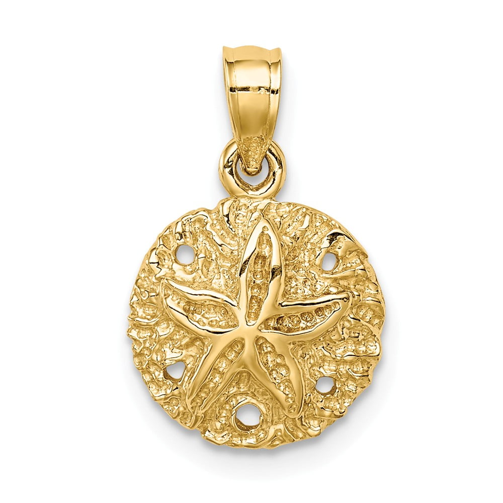 Million Charms - 14k Yellow Gold Polished Sand Dollar Pendant - Walmart ...