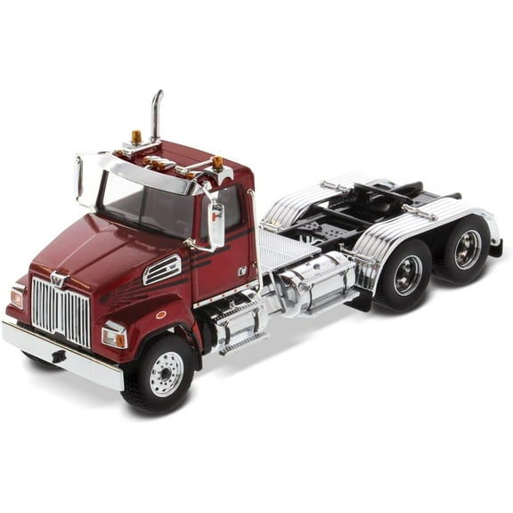 Western Star 4700 SF Tandem Day Cab Tractor Metallic Red 1/50 Diecast Model by Diecast Masters