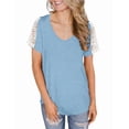 thumbnail image 2 of ONLYSHE Womens Summer V Neck T Shirts Short Sleeve Loose Fit Basic Tunic Tops Blouse, 2 of 3