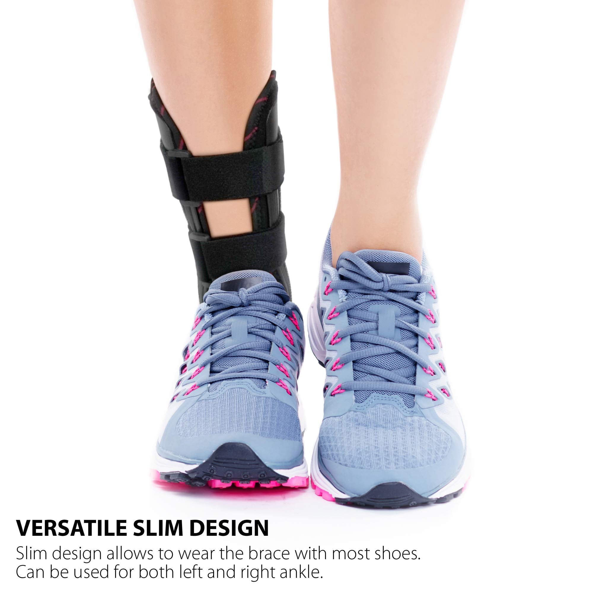 ORTONYX Ankle Stabilizer Brace, Stabilizing Stirrup Splint for Foot Injuries, Tendonitis, and Ankle Support, One Size Fits Most - Black - AB01