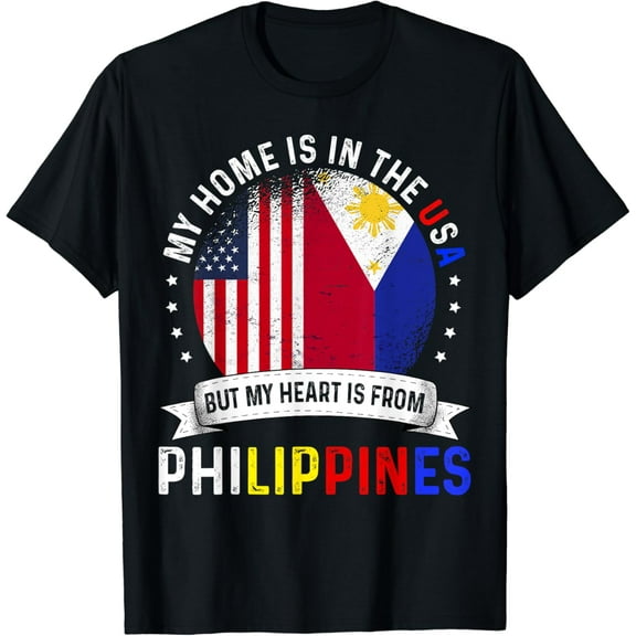 American Filipino Patriot Heart is from Philippines Flag T-Shirt mens t shirt，black，women，funny，misfits，men，journey