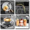 thumbnail image 2 of Food Canvas Wall Art for Kitchen Decor Black and White Coffee Canvas Art Pictures Painting Breakfast with Drink Pints Framed Artwork Dining Room Restaurant Wall Decor 12x12 4 Pieces Set, 2 of 6