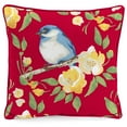 thumbnail image 4 of Jordan Manufacturing 16" x 16" Bluebird Red Bird and Floral Reversible Square Outdoor Throw Pillow with Welt, 4 of 13