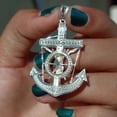 thumbnail image 2 of 0.92 Ctw Round Cut Brilliant Moissanite 14K White Gold Plated Anchor Men's Pendant 1.7", 2 of 2