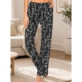 thumbnail image 6 of Pajama Pants for Women, Black And White Floral Soft Breathable Sleepwear Lounge Pants with Pockets, 6 of 8