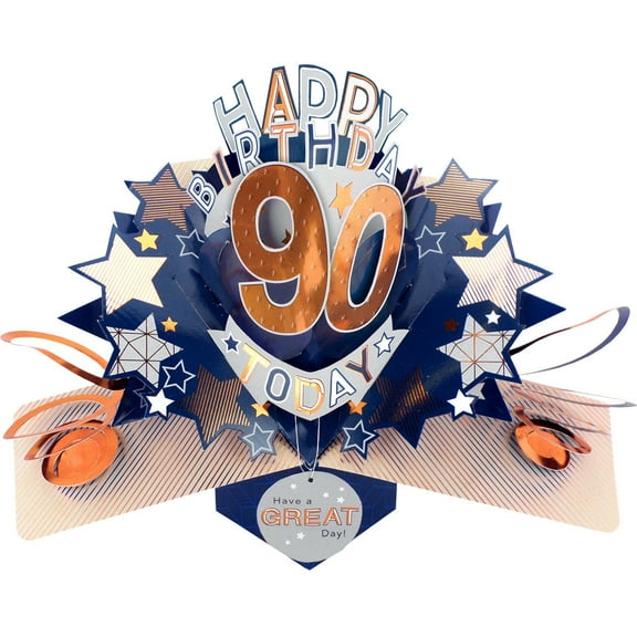 Happy 90th Birthday 90 Today Pop-Up Greeting Card Love Kate's Pop Up Cards Him