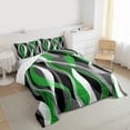 thumbnail image 3 of Manfei Green Stripes Adult Full Size Comforter Sets, Abstract Ombre Bedding Comforter Set, Chic Geometric Artwork Reversible Bedding Sets, Microfiber Bedroom Decor, 3 Pieces, 3 of 8