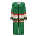thumbnail image 3 of Yuyamidu Santa Claus Zipper Up Robes Long Sleeve Robe for Women Christmas Bathrobe Female Mid-Calf Length Nightgown Sleepwear Green Crewneck Pjs Dress Size 2XL, 3 of 7
