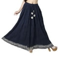 thumbnail image 1 of Chadrakala Women's 100% Cotton Indian Flaire Long Maxi Skirt Gota Patti Crushed ,Free Size, Navy Blue (S109NAV), 1 of 3