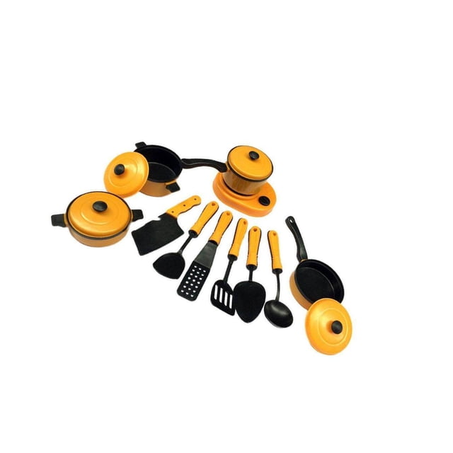 13 Pieces/Set Plastic Simulation Kitchen Cookware Set Kitchen Toys Yellow
