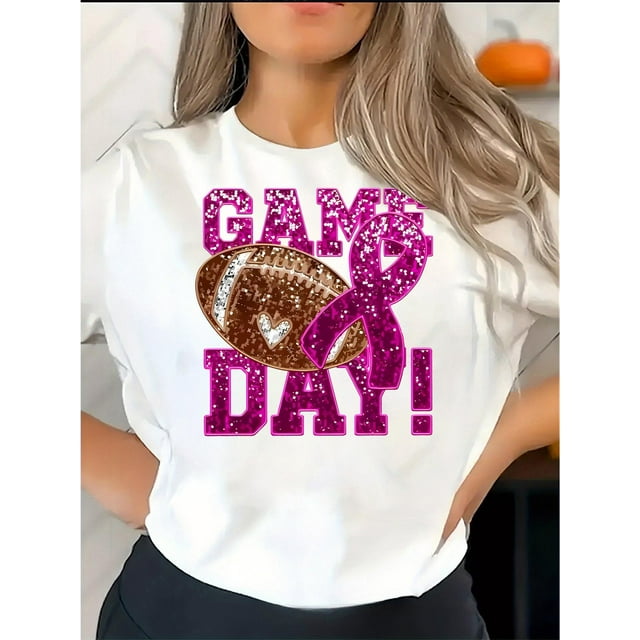Graphic Print Crew Neck T-Shirt, Casual Short Sleeve T-Shirt for Spring & Summer, Women's Clothing