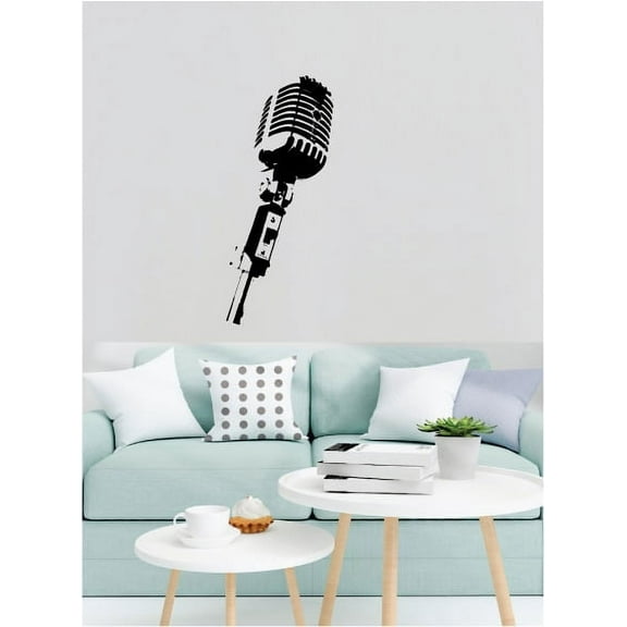 Microphone Music Family Home Decor Vinyl wall art sayings Sticker Décor Decal