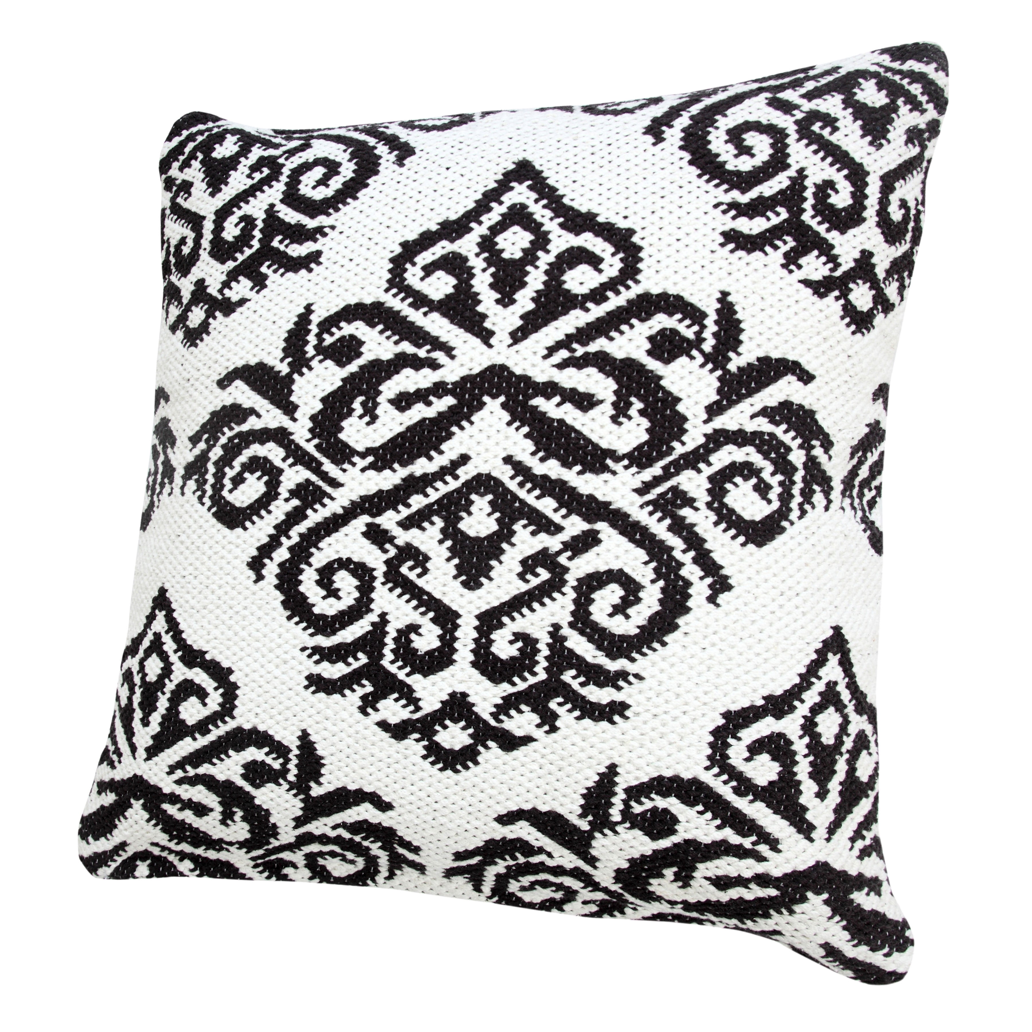 Ox Bay Damask Throw Pillow, White and Black, 20" Square, Count Per Pack 1