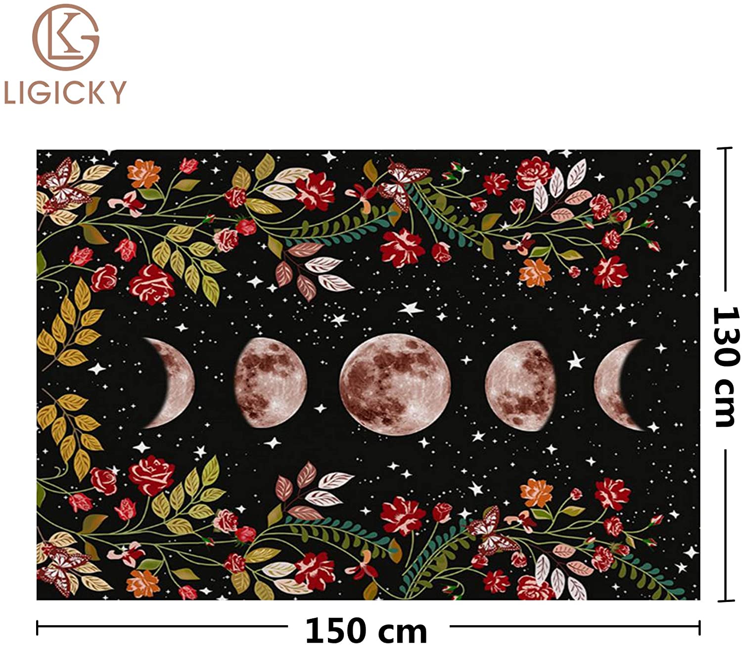 Moth Tapestry Moon Phase Tapestry Psychedelic Eyes Tapestry Moon and Stars Tapestry Black and White Tapestry Wall Hanging for Room 51.2 x 59.1 inches