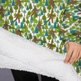 thumbnail image 3 of Oversized Wearable Blanket Hoodie,Green Bigfoot and Tree Pattern Sherpa Blanket Hoodie with Super Pockets,Super Warm Fuzzy Pullover for Women & Men, 3 of 6