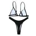 thumbnail image 3 of Womens Bikini Set Ribbed Bra Low Rise Triangle Thong Swimsuits Sexy Two Piece Beach Bathing Suit, 3 of 4