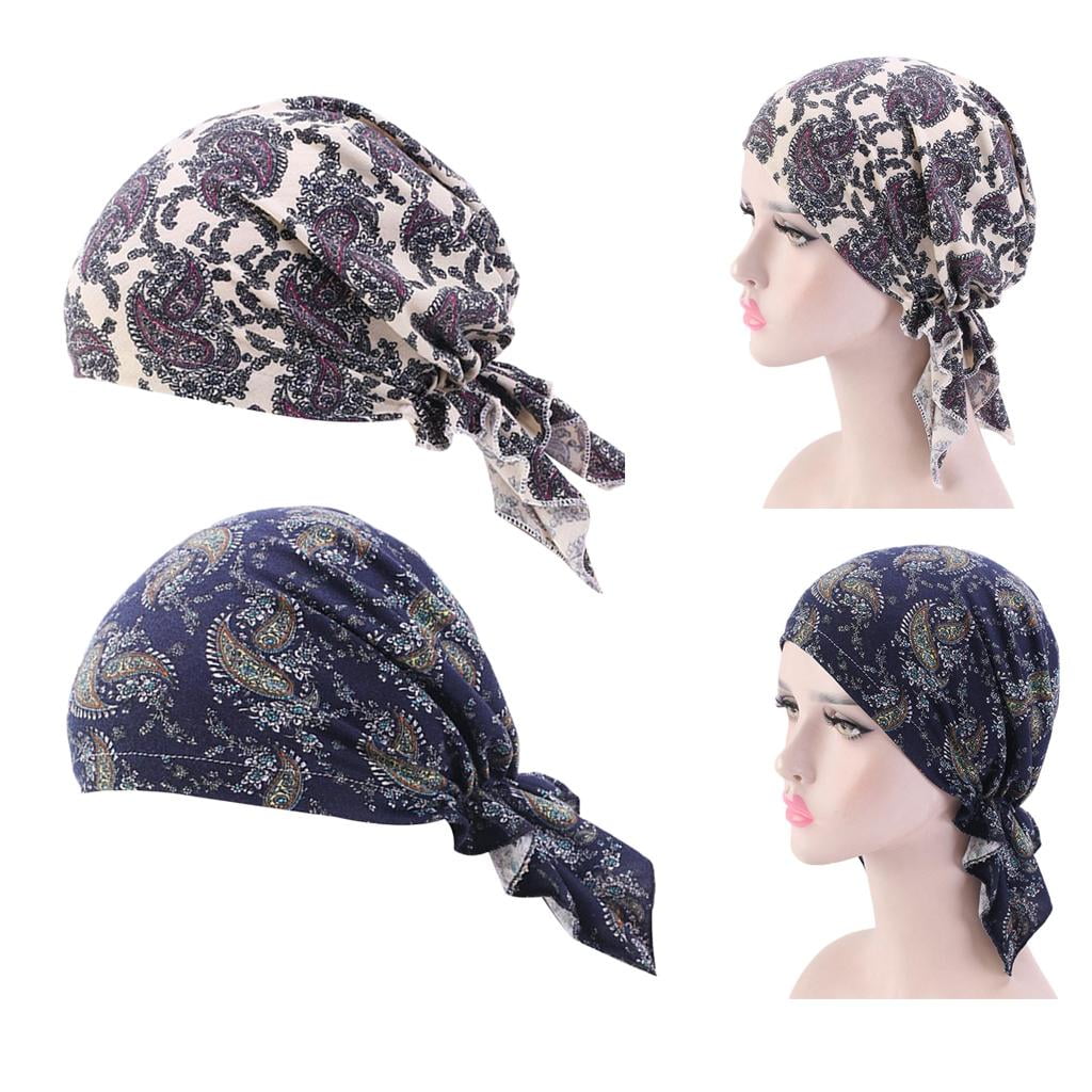 Sombrero Indio Con Tampado Floral Para Mujer, Musulmán, Volante Gorro