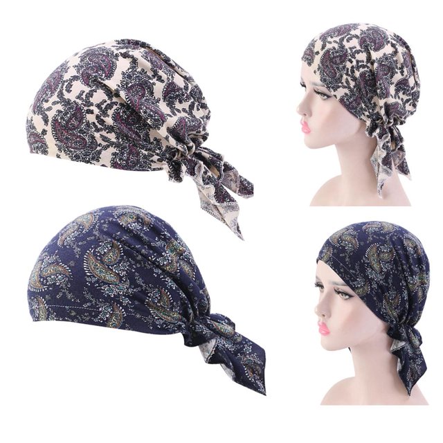2 piezas de turbante BLESIY para mujer gorro quimioterapia sombrero cabeza atado