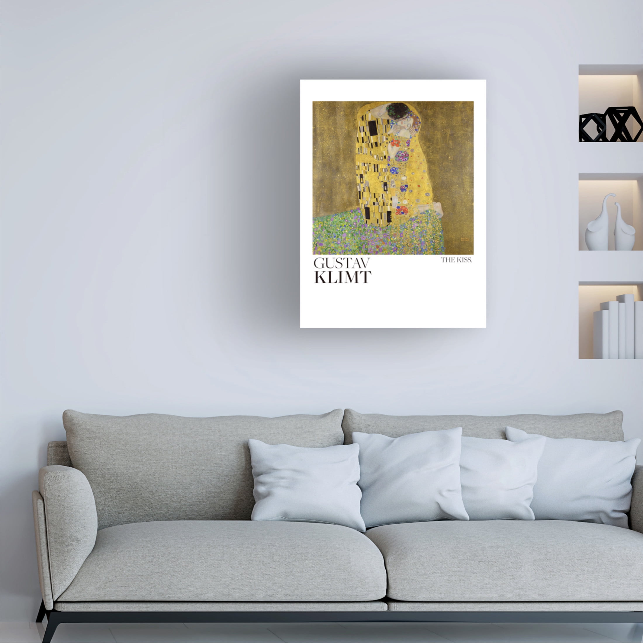 Canvas Wall Art - Pictufy  'The Kiss 1907A1908 Poster' Wall Art for Living Room, Bedroom, or Office D?cor by Trademark Fine Art - 24 x 32 Inches