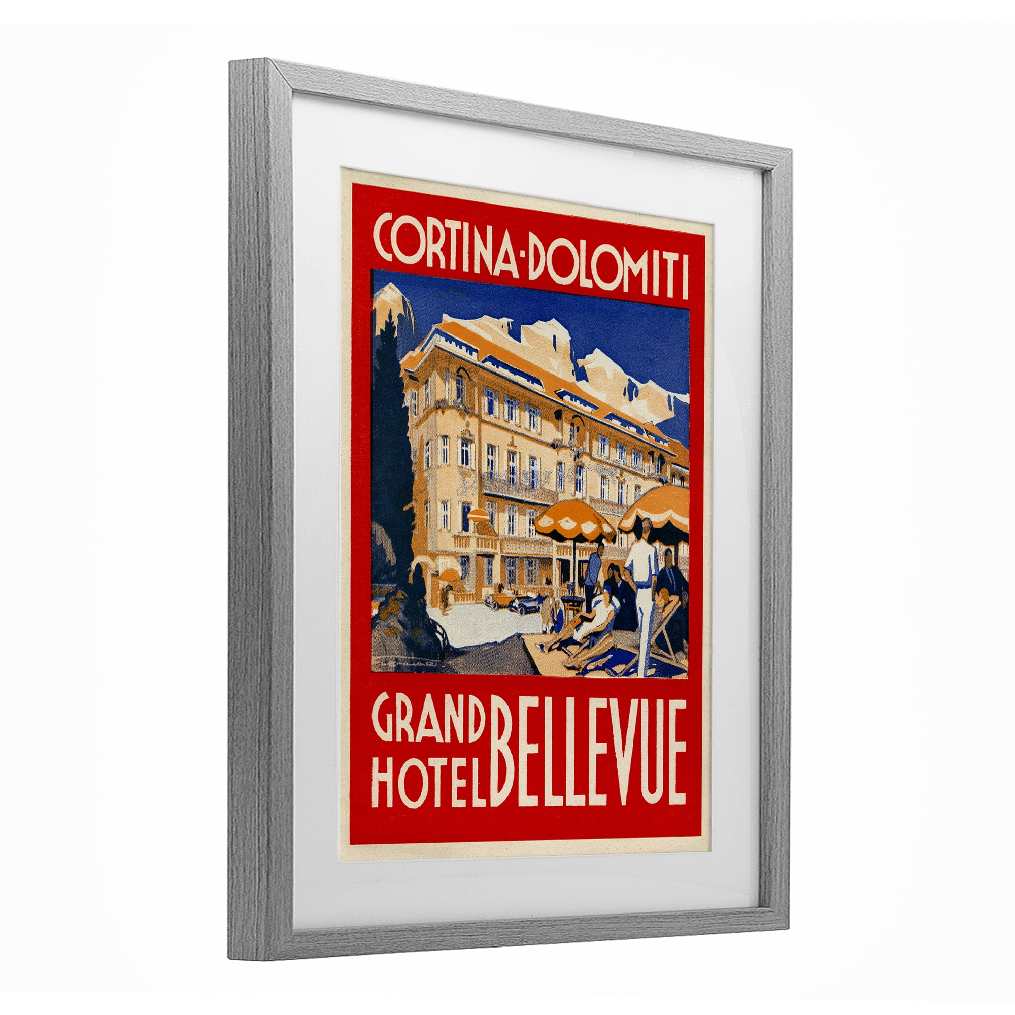 Stupell Industries Grand Hotel Bellevue Vintage Gray Framed Print Under Glass, design by Print Collection