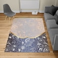 thumbnail image 2 of Eastern Turkish Area Rug, Oriental and Abstract Swirly Floral Frame Vintage Style Paisley Pattern, Soft Carpet for Living Room Decor with Distressed Look, 4' X 5.7', Peach Eggplant, by Ambesonne, 2 of 4