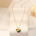 thumbnail image 3 of Eoperou Women Necklace Smooth Heart Striped Rainbow Pendant Adjustable Length Stainless Alloy Choker Necklace Neck Decoration Jewelry Birthday Gift, 3 of 7