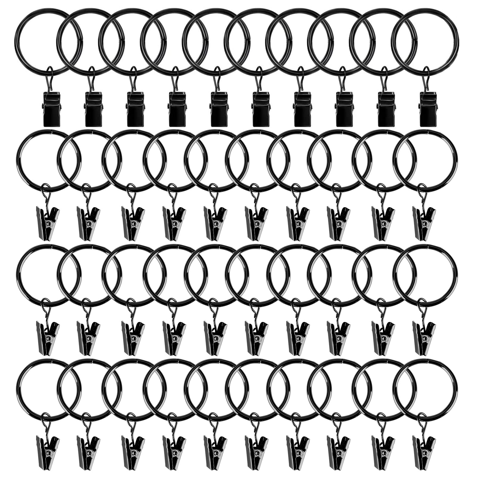 50/25pcs Curtain Rod Ring Clips with Hook, EEEkit Rustproof Metal
