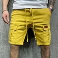 thumbnail image 2 of Abcnature Men's Athletic Shorts, Sports Gym Running Short Pants, Men's Casual Sport Fit Running Joggers Pocket Sweats Shorts, Cargo Casual Hiking Shorts Yellow M, 2 of 3