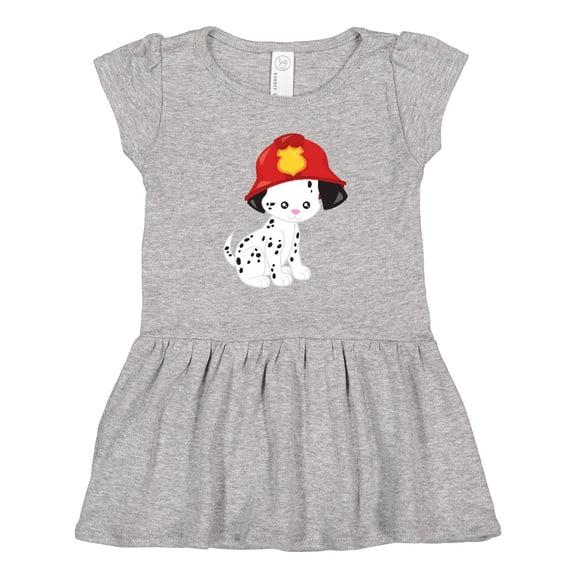 Inktastic Fireman Dog, Dalmatian, Dog With Fireman Helmet Girls Toddler Dress