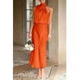 thumbnail image 2 of PRETTYGARDEN Women's Satin Dress Elegant Sleeveless Mock Neck Cocktail Party Maxi Dresses, 2 of 6