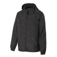 thumbnail image 4 of Sport-Tek JST40 Mens Heather Colorblock Raglan Hooded Wind Jacket, Black Heather & Black - 4XL, 4 of 5