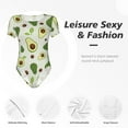 thumbnail image 6 of Daiia Green Avocado print Women's Crew Neck Short Sleeve Bodysuit Fashion Tops Fit Casual Basic Extender Bodysuit-Large, 6 of 9