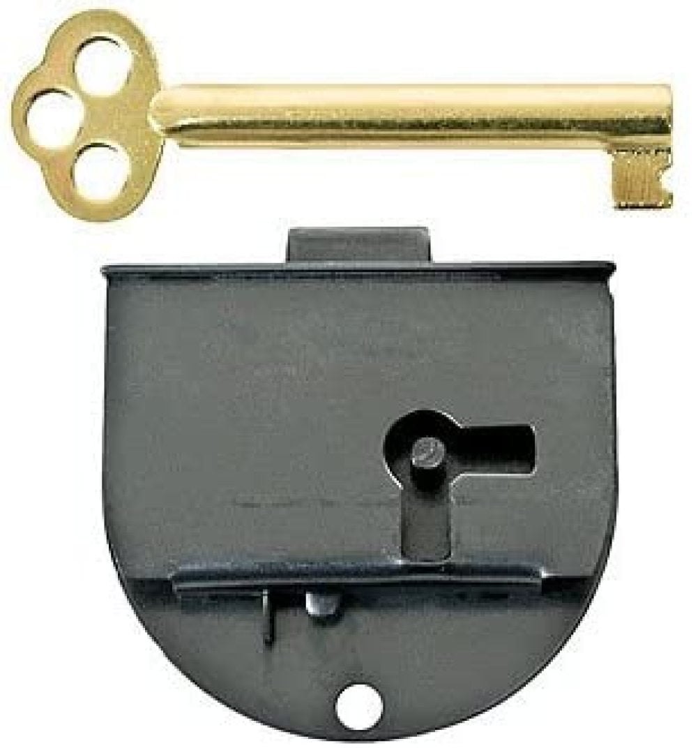 Vintage Half Mortise Lock Hardware Flat Brass Key Desk Cabinet Chest Antique 