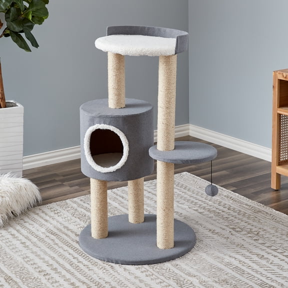 Two by Two Ashville - Gray Scratching Post Cat Furniture - 39.4 in. Tall