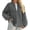 Dark Gray, variant on Lanrern Sleeve Solid Color Women Zipper Up Bomber Jacket Coat