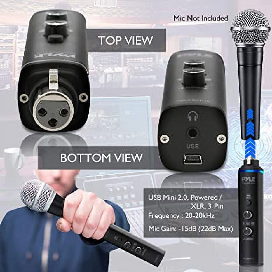 PYLE PDUSBPP10 - Microphone XLR-to-USB Adaptor - USB Mic Interface with Volume Control, Easy USB Plug-and-Play (+48V Phantom Power)