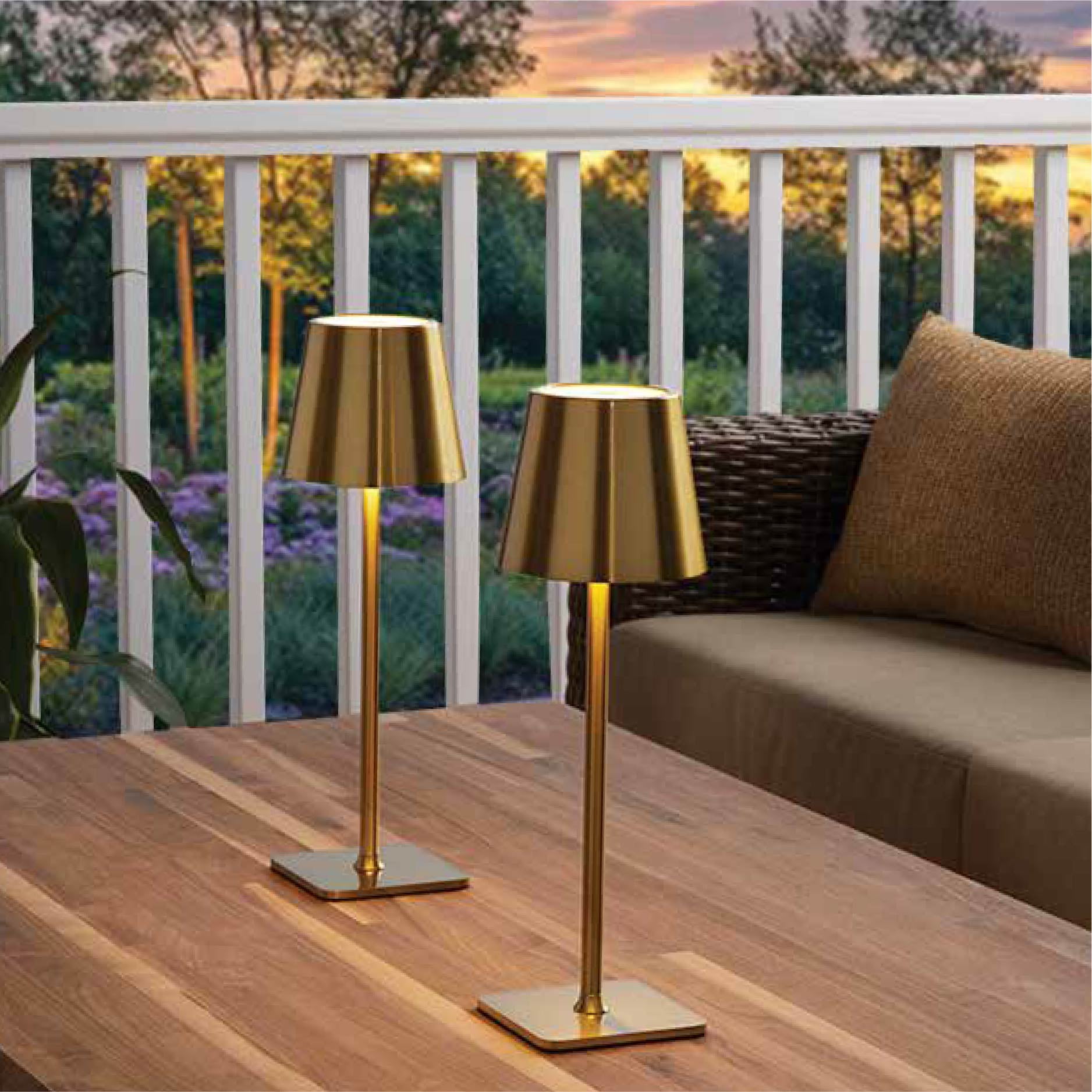 Mainstays 2 Pack Indoor/Outdoor Rechargeable 13" Table Lamp, Gold