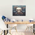 thumbnail image 5 of Lsque Vintage Leaf Flower Skull Print Wall Art – Decorative Picture for Living Room, Bedroom, and Office (Horizontal), 5 of 6