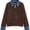 Pure Coffee, variant on Womens Oversized Sweater Cozy Fall Denim Lapel Polo Knit Collared Sweaters, Long Sleeve Pullover Tops, Loose Office Work Sweaters