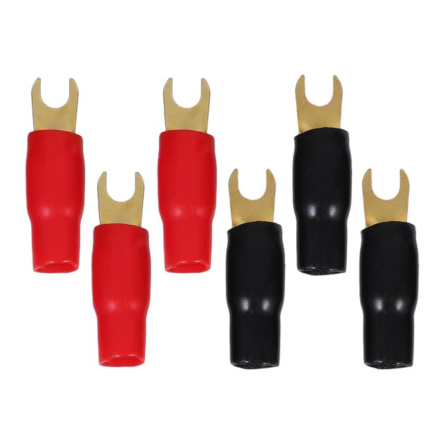 BESTYASH 3Pairs Copper Spade Terminal Crimp Connectors 0 Gauge Gold Plated for Wire Connection